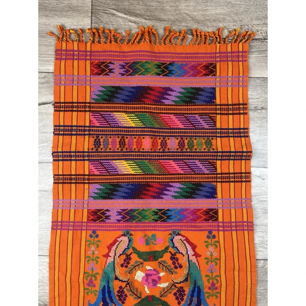 Vtg Guatemalan Table Runner Tapestry /Embroidered 42